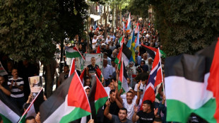 Palestinos da Cisjord&acirc;nia marcham para celebrar o reconhecimento de seu Estado